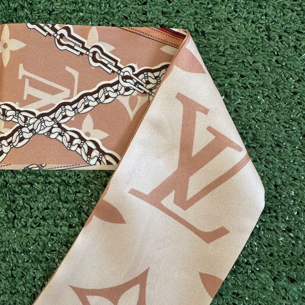 Louis Vuitton Monogram Confidential Silk Bandeau Scarf - Tan/Brown - Picture 5 of 6